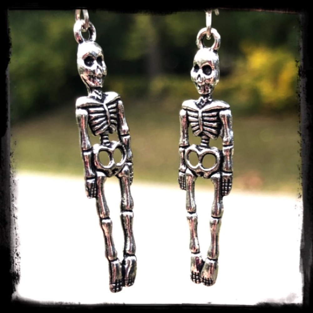- Skeleton Silver Dangle Earrings! NEW!